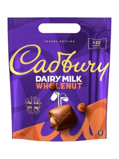 CADBURY POUCH DAIRY MILK WHOLE NUT 250GR